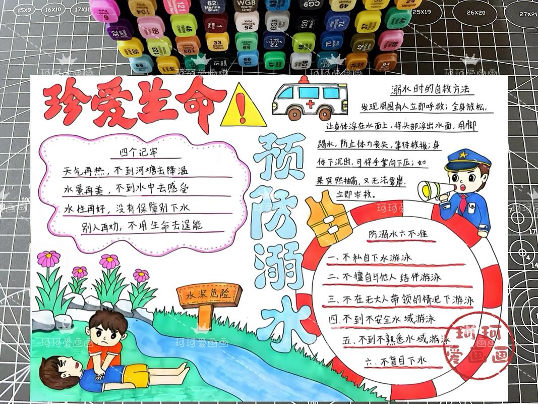 小学一年级防溺水手抄报
