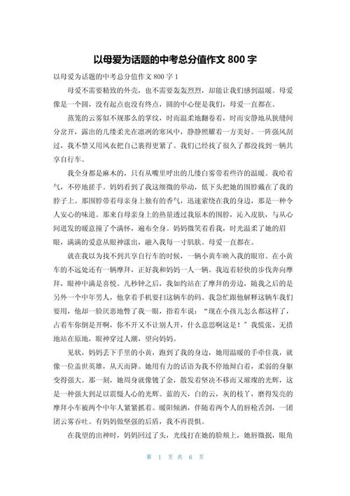 初中母亲满分作文800