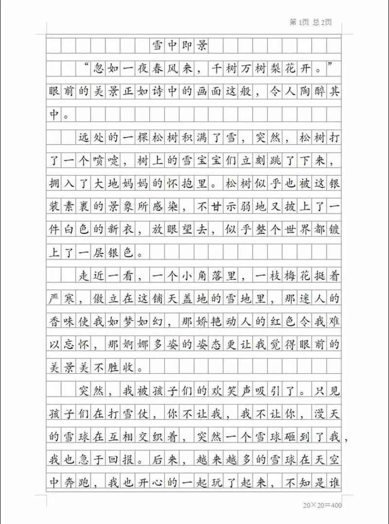 雪作文800字初中作文