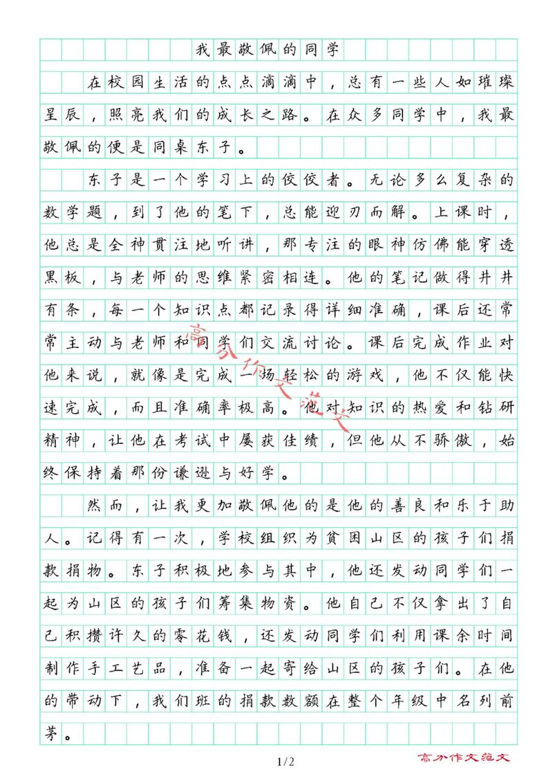 小学生作文我最敬佩的人