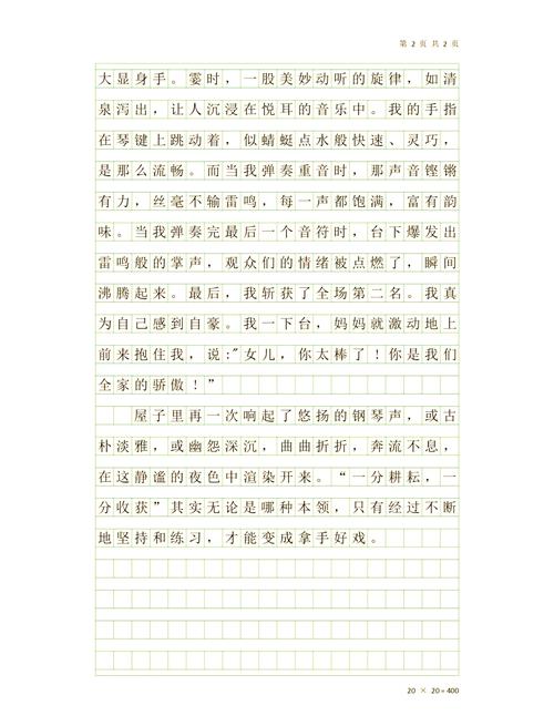 关于专心练琴的初中作文