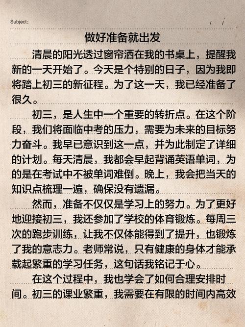 准备上初中作文600字