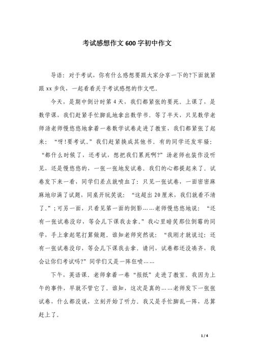 想上的初中作文600字