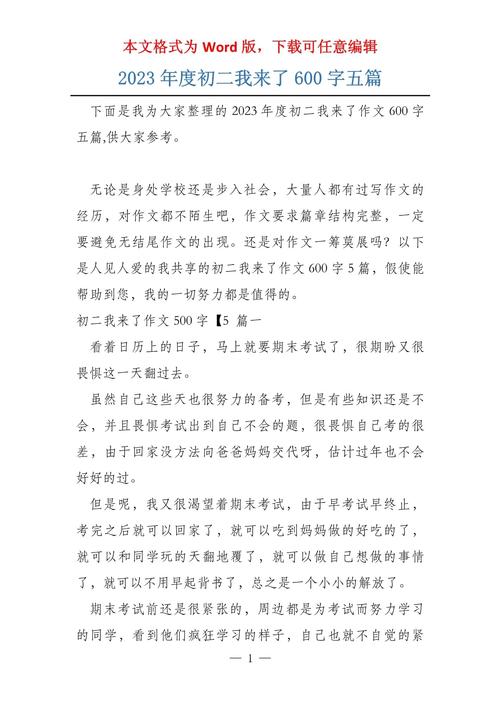 初中我来了作文800字