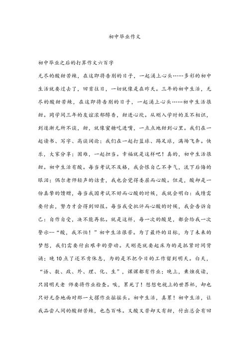 初中毕业保证作文六百字