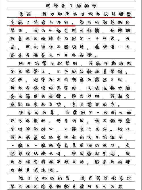 关于钢琴考试的作文初中