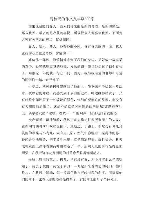 初中作文秋800字作文