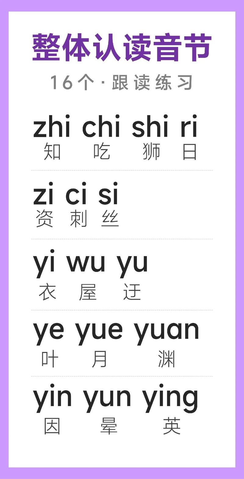 小学一年级整体认读音节