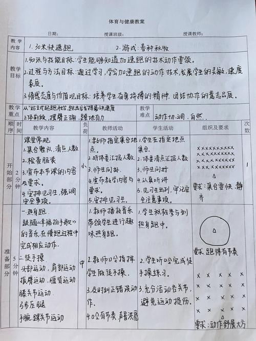 小学五年级上册体育教案