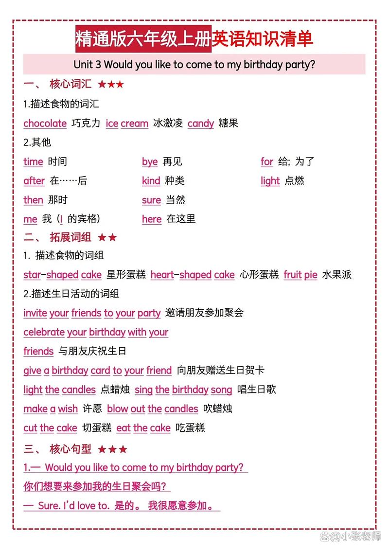 小学6年级上册英语重点