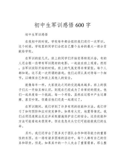 初中的军训心得600字