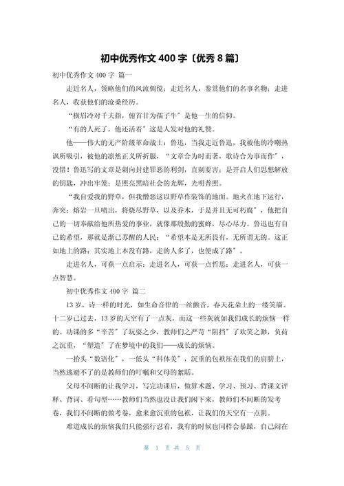 上初中的感想作文400