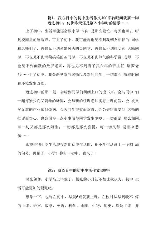我初中400字作文大全