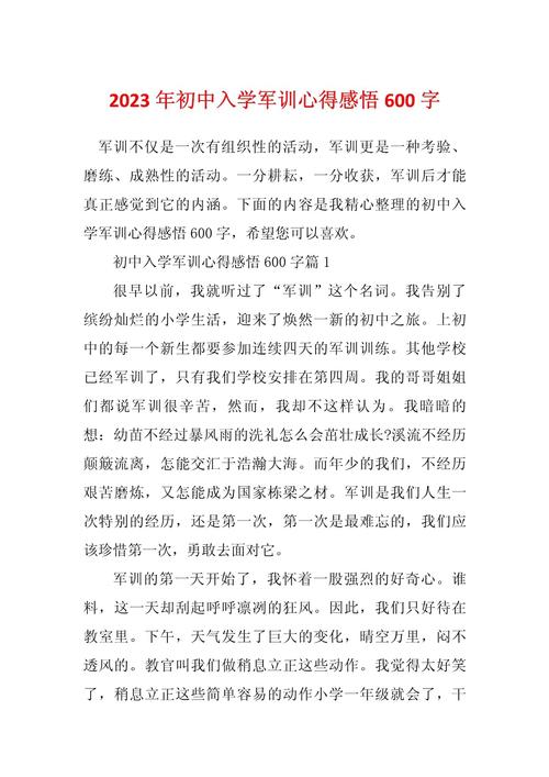 初中入学的感受600字