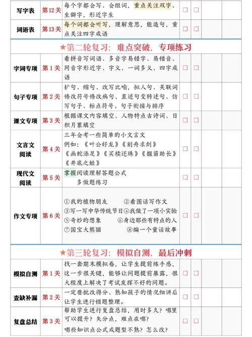 小学三年级语文复习计划