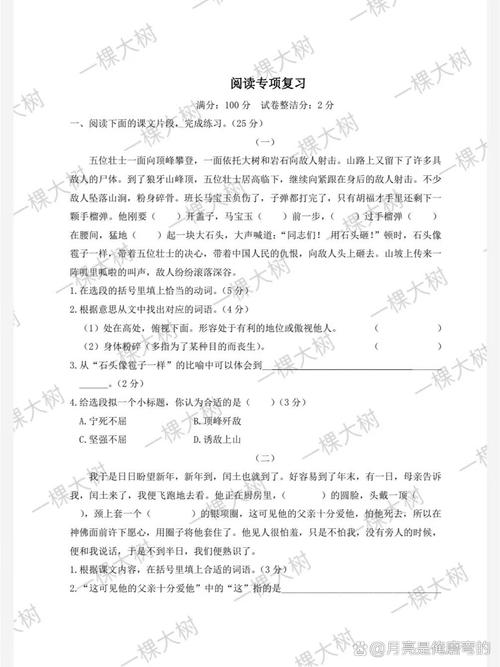 小学六年级阅读题及答案