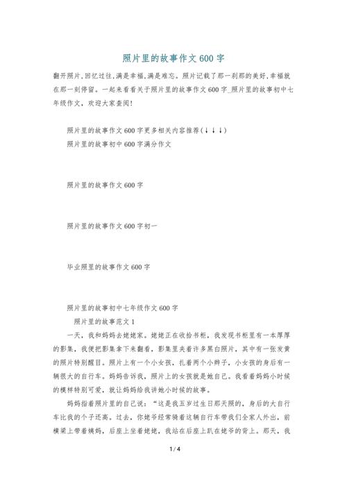 照片的作文600字初中