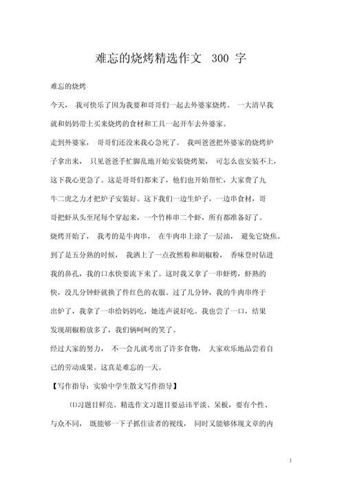 吃烧烤日记300字初中