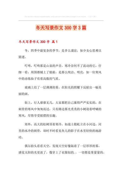冬天的作文初中300字