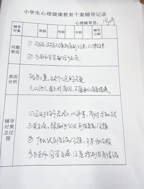小学生心理健康教育记录