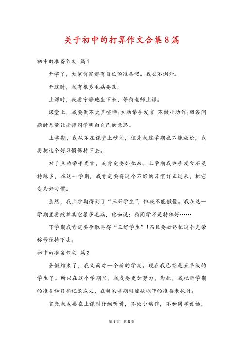 进入初中的打算200字