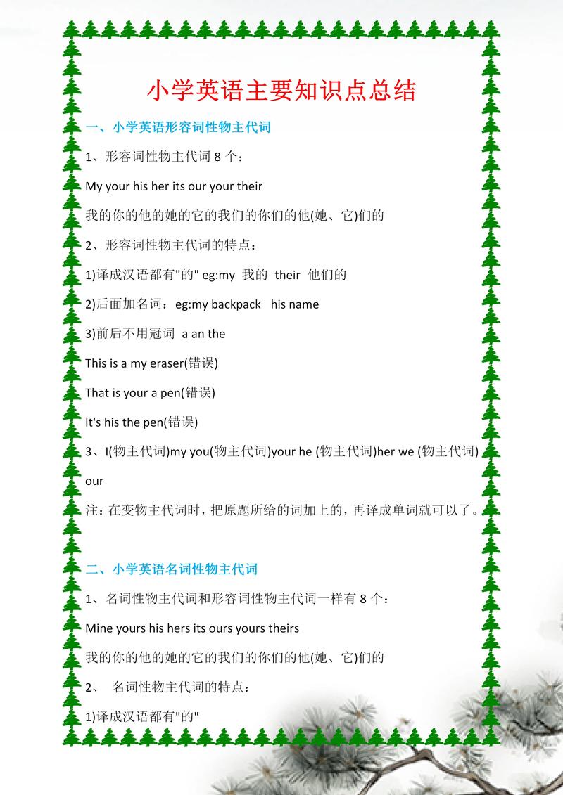 小学英语重点知识点总结