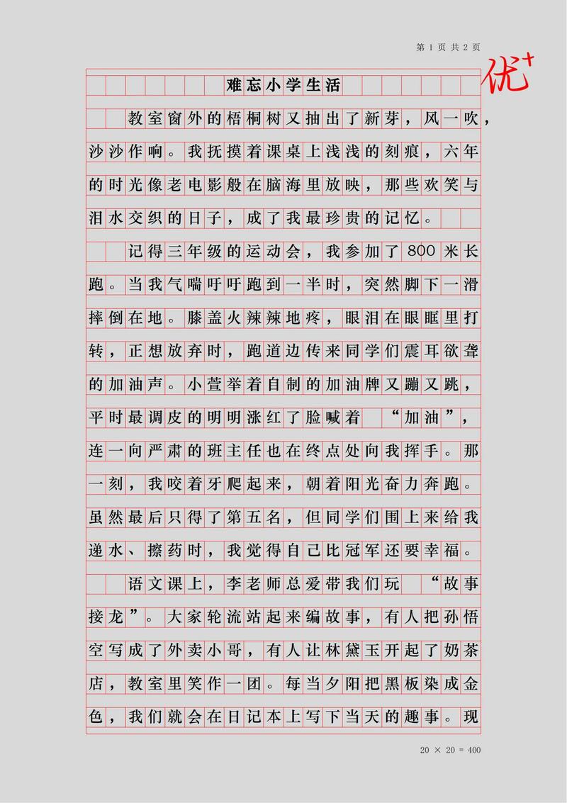难忘的小学生活500字