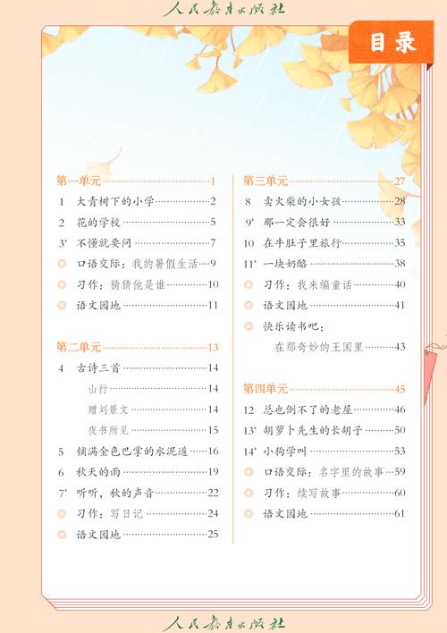 人教版小学语文课本目录