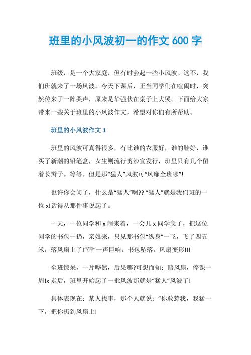 的风波作文600字初中