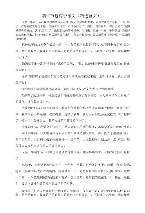 包粽子作文400字初中
