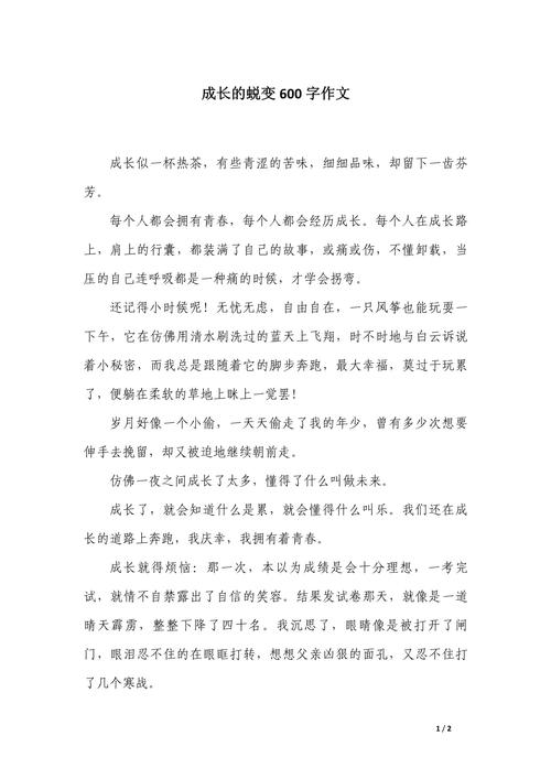 成长的蜕变初中作文担当