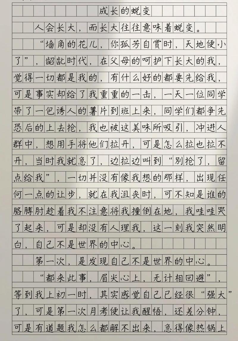 成长的蜕变初中作文担当