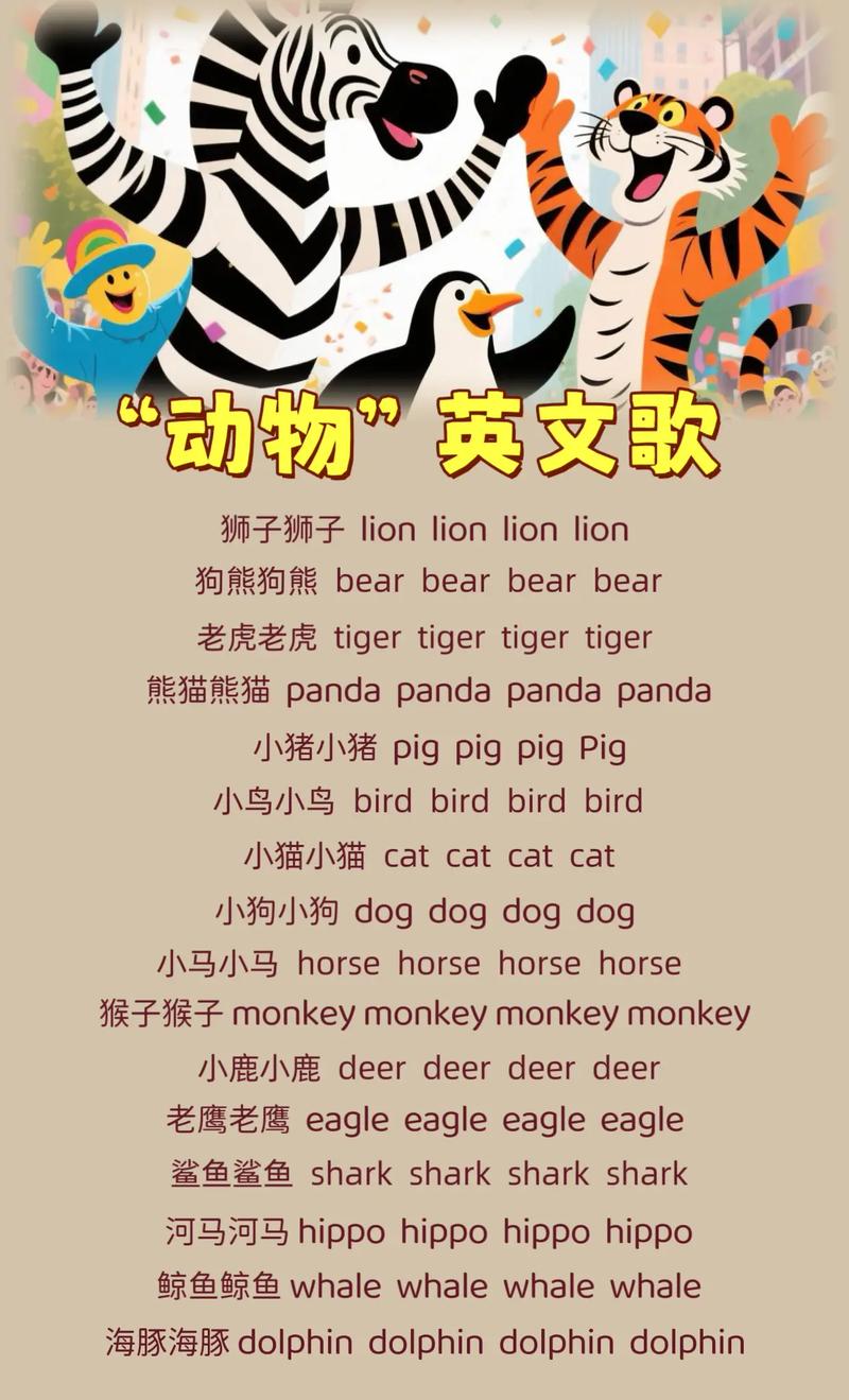 早教动物英语儿歌大全