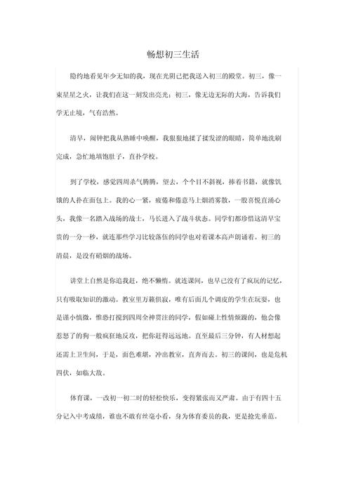 幻想初中以后的生活作文