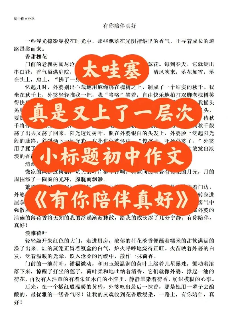 初中作文有你相伴 真好