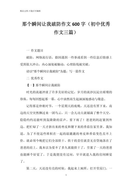 初中的瞬间600字作文