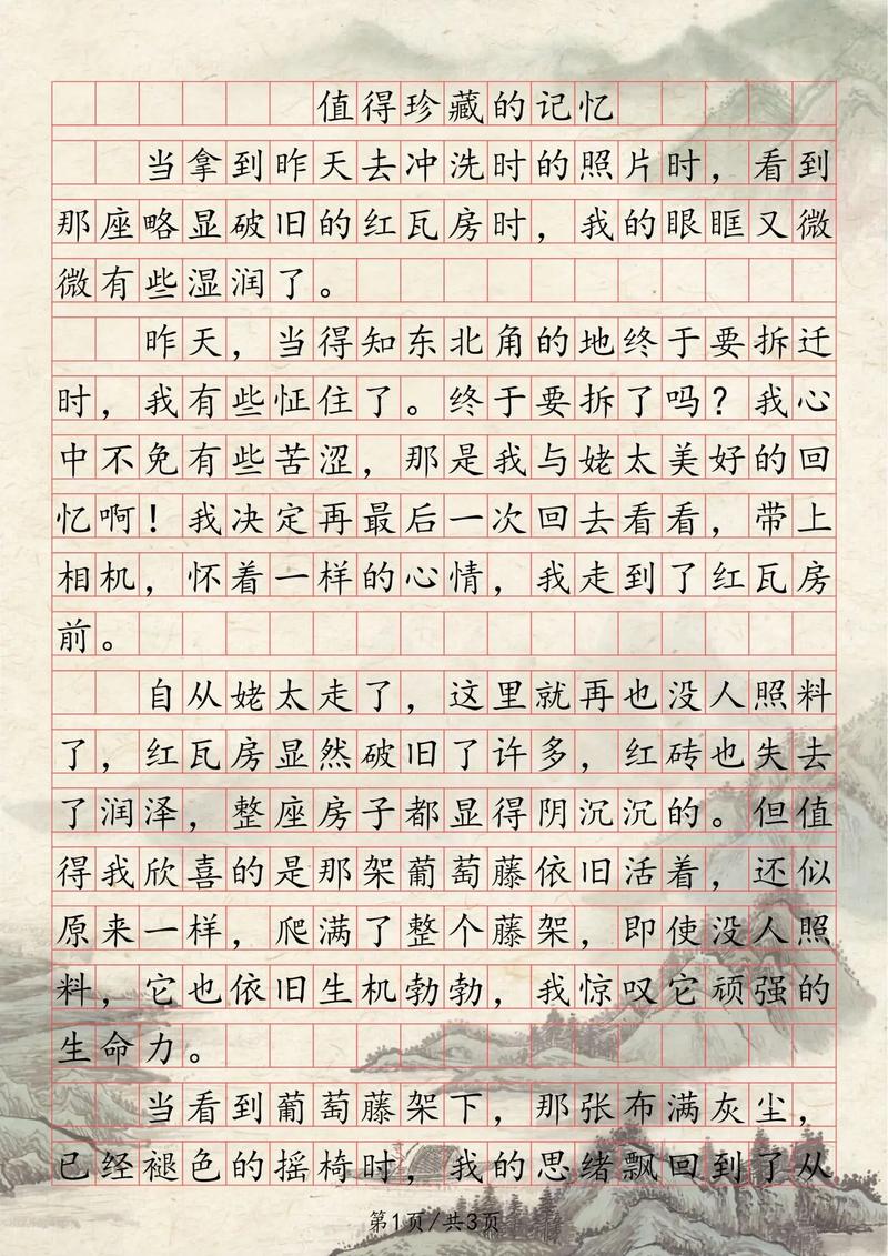 初中作文值得珍藏的记忆