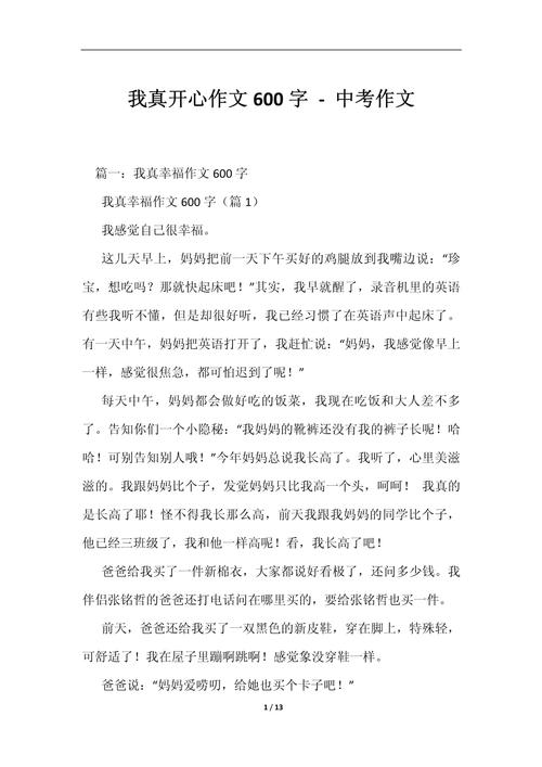 我真开心作文600初中