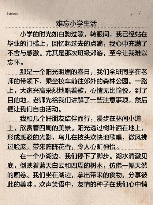 难忘的小学生活600字