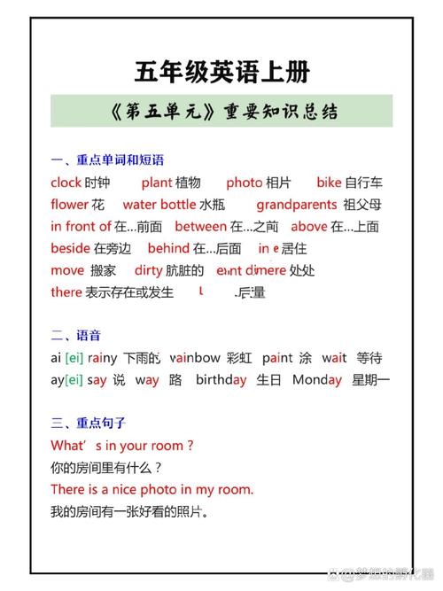 小学五年级英语复习资料