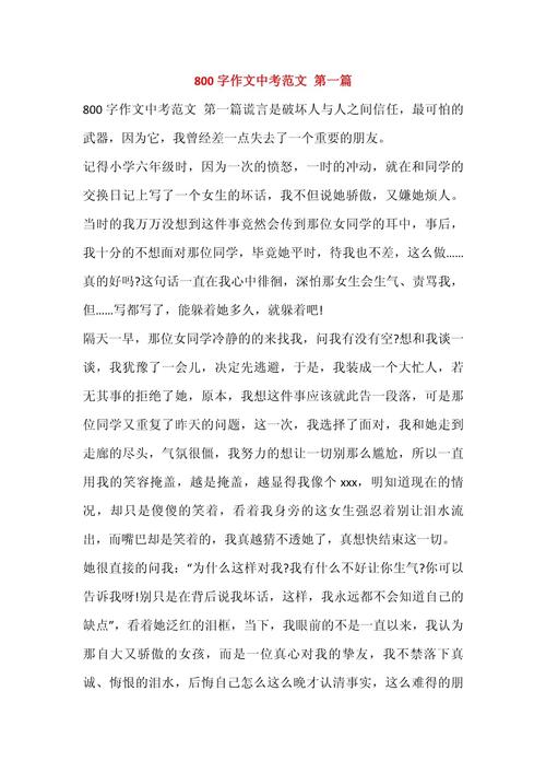 初中作文800字有题记
