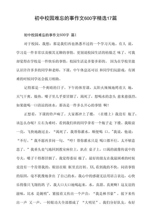初中难忘的日子600字