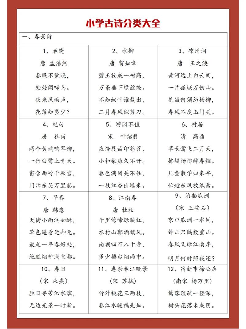 小学生必背古诗120首